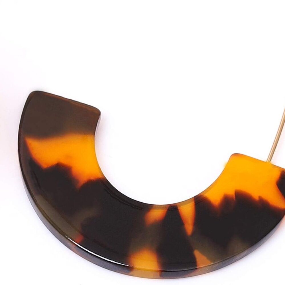 Statement Acrylic Drop Earrings - Tortoise Hoop D… - image 6
